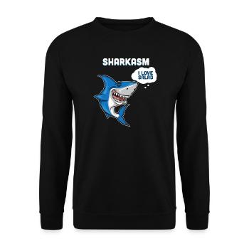 I love Salad - Sharkasm - Humor - Funny - Unisex Sweatshirt - black - Front - Alina (178cm) & Michal (187cm)