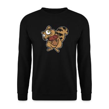 Super lustiges Eichhörnchen - lustiges Tier - Unisex Pullover - Schwarz - Vorne - Alina (178cm) & Michal (187cm)