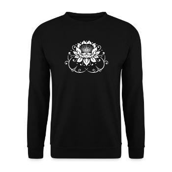Water lily, lotus, lotus flower with leaves. Yoga. - Unisex Sweatshirt - black - Front - Alina (178cm) & Michal (187cm)