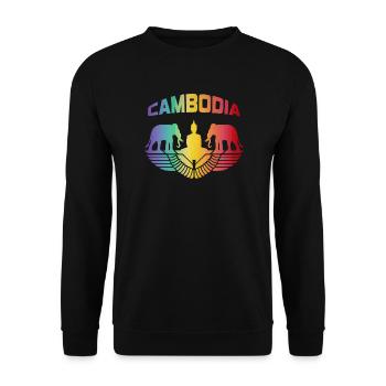 Kambodscha Elefanten mit Buddha / Geschenk - Unisex Pullover - Schwarz - Vorne - Alina (178cm) & Michal (187cm)
