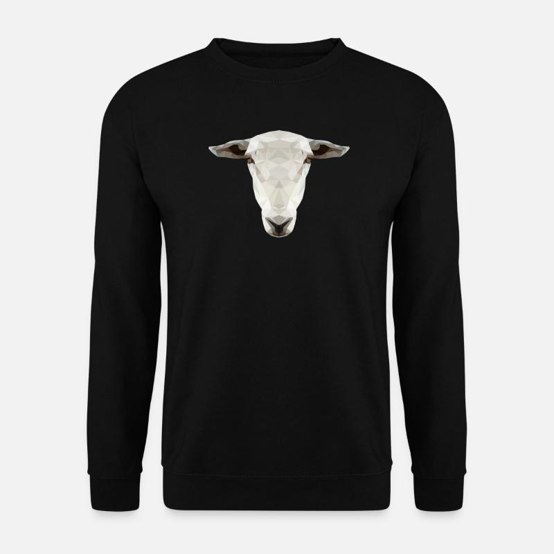 Schaf Kopf – Geometrisches Low Poly Tierdesign - Unisex Pullover - Schwarz