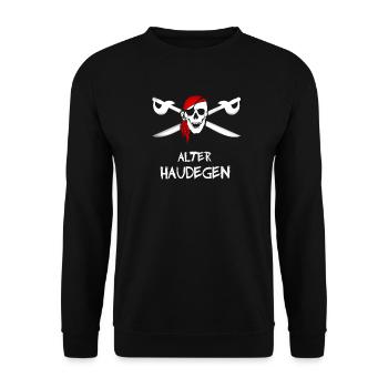 pirat alter haudegen totenkopf kapitän opa mann se - Unisex Pullover - Schwarz - Vorne - Alina (178cm) & Michal (187cm)