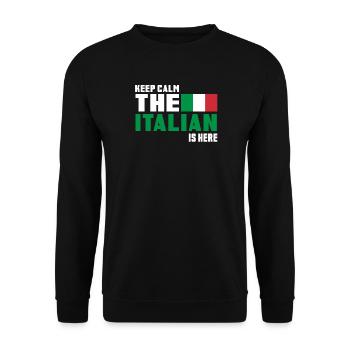 Keep Calm the Italian is here / Italien / Geschenk - Unisex Pullover - Schwarz - Vorne - Alina (178cm) & Michal (187cm)