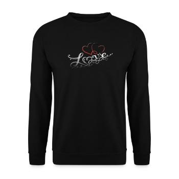 Deux cœurs avec le symbole de l'amour et de l'infini - Sweat-shirt Unisexe - noir - Devant - Alina (178cm) & Michal (187cm)