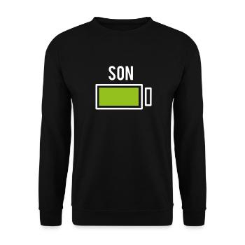 Sohn Partnerlook Partner Bro Batterie Akku Familie - Unisex Pullover - Schwarz - Vorne - Alina (178cm) & Michal (187cm)