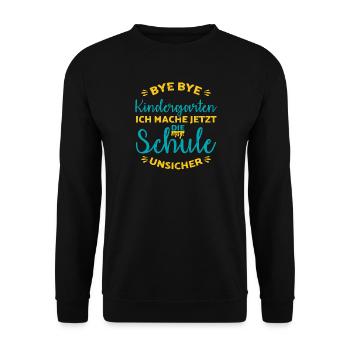 Kita Abgänger Schulkind Einschulung Kindergarten - Unisex Pullover - Schwarz - Vorne - Alina (178cm) & Michal (187cm)