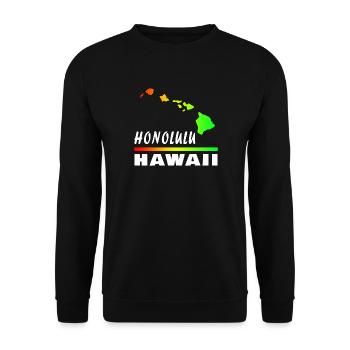 Hawaii Honolulu with Map / Gift Map - Unisex Sweatshirt - black - Front - Alina (178cm) & Michal (187cm)