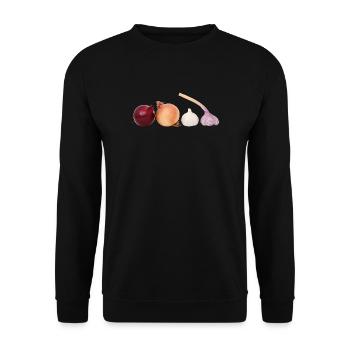 Allium Farbpalette Muster - Unisex Pullover - Schwarz - Vorne - Alina (178cm) & Michal (187cm)