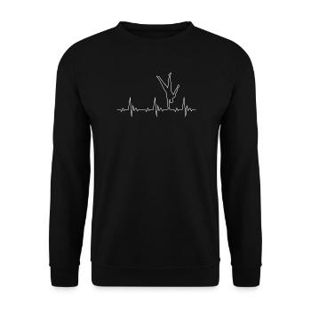 Calisthenics handstand heartbeat street workout - Unisex Sweatshirt - black - Front - Alina (178cm) & Michal (187cm)