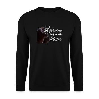 Katzen Katze Tier Haustier Spruch Liebe Geschenk - Unisex Pullover - Schwarz - Vorne - Alina (178cm) & Michal (187cm)