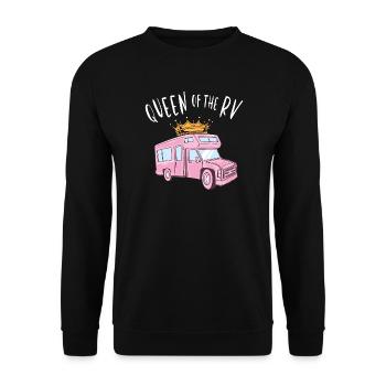 Königin des RV - Königin des Camper - Unisex Pullover - Schwarz - Vorne - Alina (178cm) & Michal (187cm)