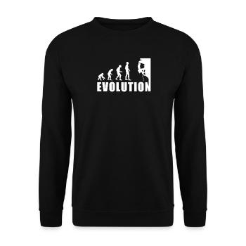 EVOLUTION Klettern Bergsteigen Climbing Geschenk - Unisex Pullover - Schwarz - Vorne - Alina (178cm) & Michal (187cm)