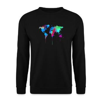 World Map World Watercolor Watercolor Watercolor - Unisex Sweatshirt - black - Front - Alina (178cm) & Michal (187cm)