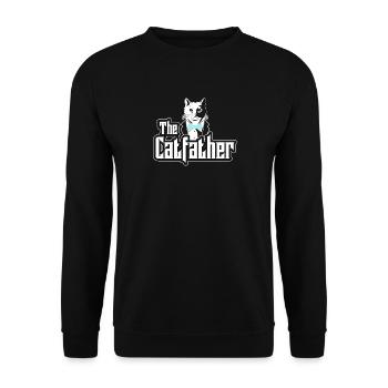 The Catfather Katze - Lustiges Design - Unisex Pullover - Schwarz - Vorne - Alina (178cm) & Michal (187cm)
