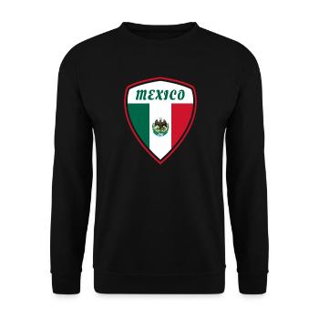 Mexiko Wappen Flagge Zentralamerika Geschenk - Unisex Pullover - Schwarz - Vorne - Alina (178cm) & Michal (187cm)