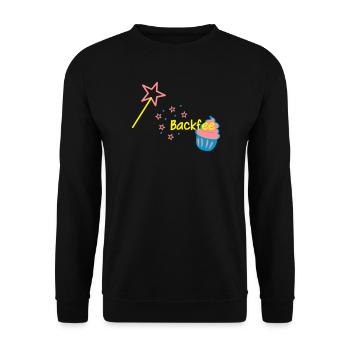 Backfee Schürze Cupcaki - Unisex Pullover - Schwarz - Vorne - Alina (178cm) & Michal (187cm)