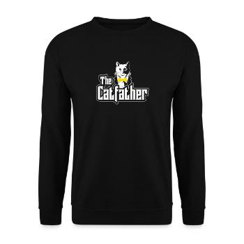 The Catfather I Katzen Dad Geschenk I Maine Coon - Unisex Pullover - Schwarz - Vorne - Alina (178cm) & Michal (187cm)