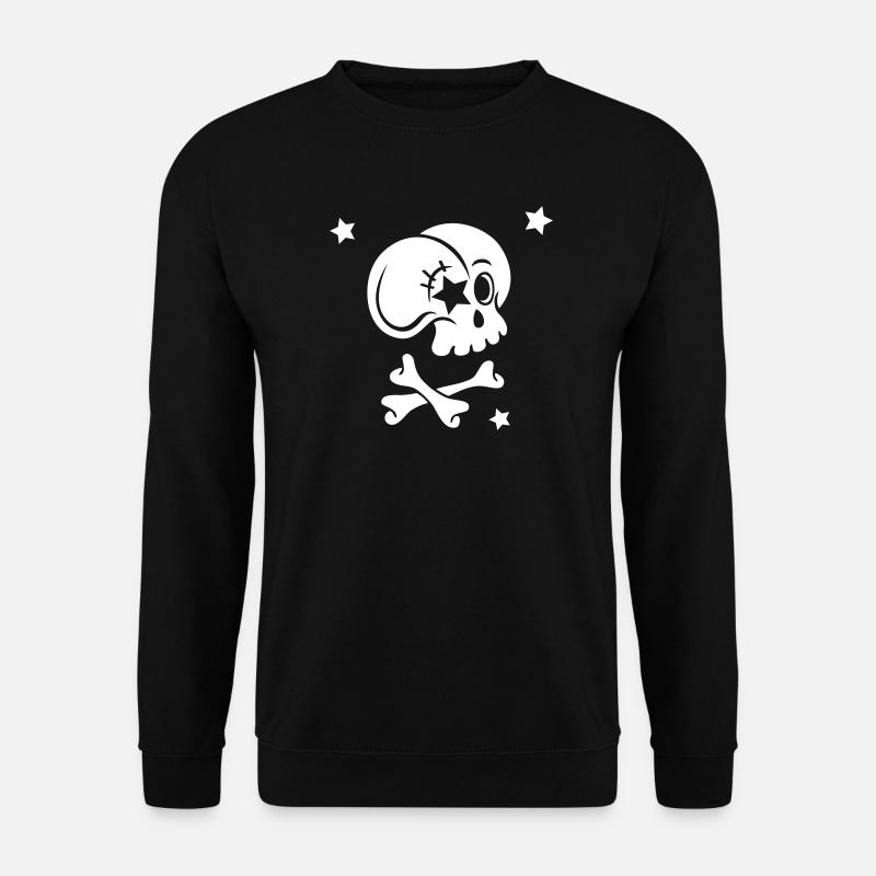 Totenkopf mit Knochen und Sternen - Unisex Pullover - Schwarz