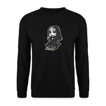 Valac Nonne Halloween Geschenk - Unisex Pullover - Schwarz - Vorne - Alina (178cm) & Michal (187cm)