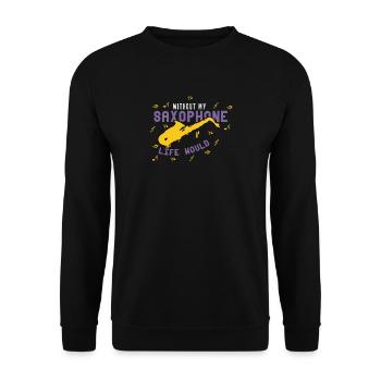 Saxophon - Unisex Pullover - Schwarz - Vorne - Alina (178cm) & Michal (187cm)