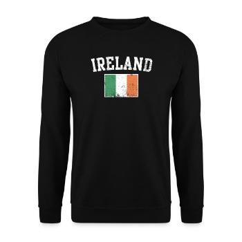 Ireland Flag Varsity Crest Tee - Unisex Sweatshirt - black - Front - Alina (178cm) & Michal (187cm)