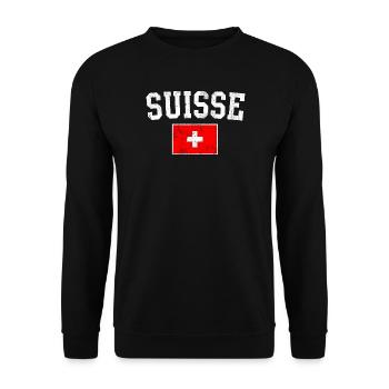 Suisse Bold Flag Typography - Unisex Sweatshirt - black - Front - Alina (178cm) & Michal (187cm)