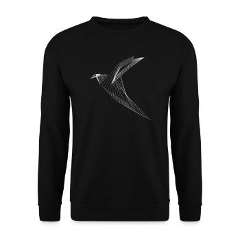 Geometric Lines Bird Minimal Design - Unisex Sweatshirt - black - Front - Alina (178cm) & Michal (187cm)