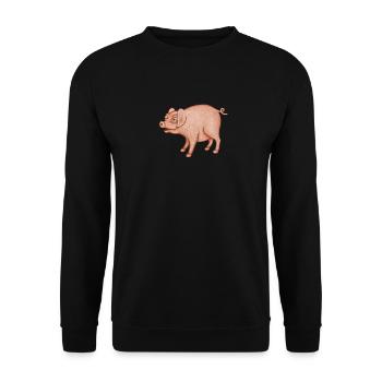 Humorvolles Schwein-Charakter - Unisex Pullover - Schwarz - Vorne - Alina (178cm) & Michal (187cm)