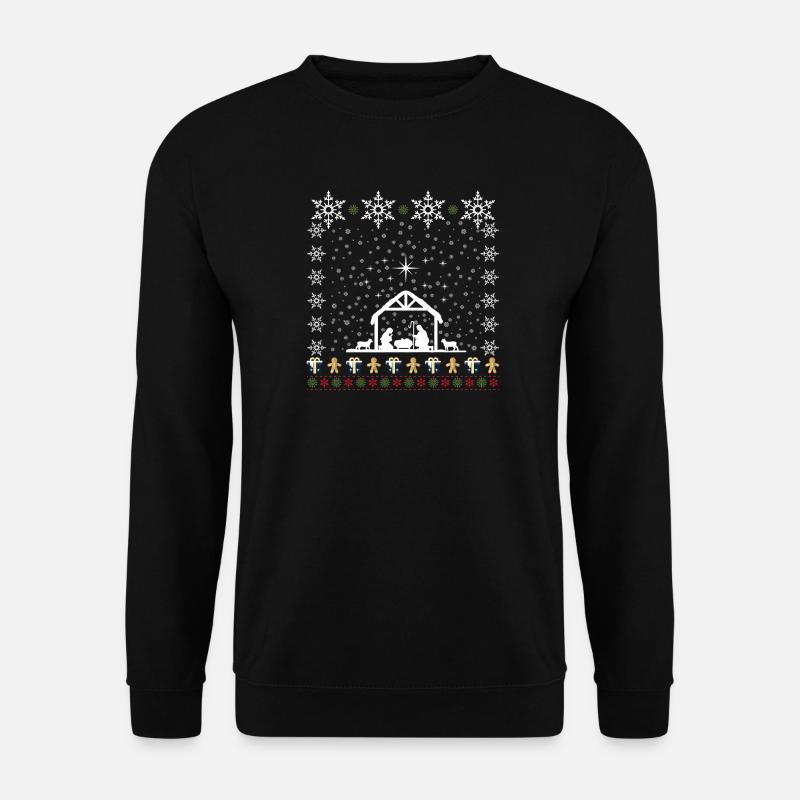 Ugly Christmas Krippe Weihnachtsstern - Unisex Pullover - Schwarz