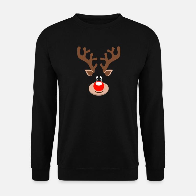 Süßes Rentier Rudolf Rote Nase Weihnachten Geweih - Unisex Pullover - Schwarz