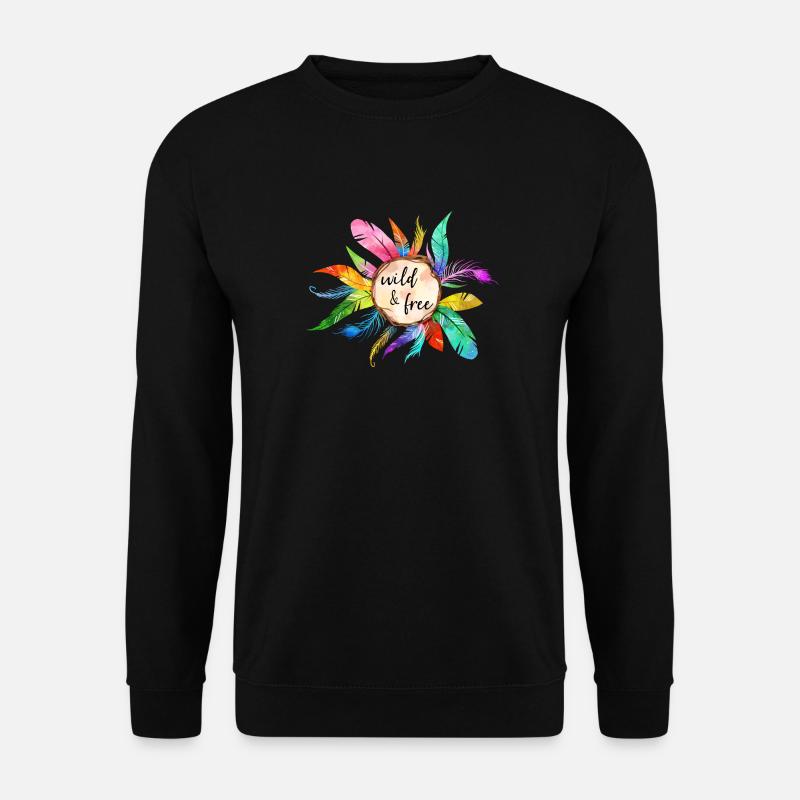 Wild Freiheit Federn Vogel Papagei Bunt Geschenk - Unisex Pullover - Schwarz