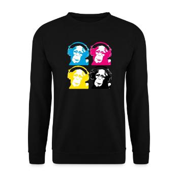 4 dj monkeys - Unisex Pullover - Schwarz - Vorne - Alina (178cm) & Michal (187cm)