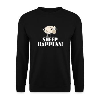 SHEEP HAPPENS - ist so, wie es ist - Unisex Pullover - Schwarz - Vorne - Alina (178cm) & Michal (187cm)