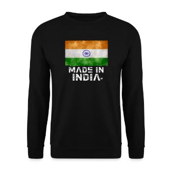 Made in India Flag Stencil Tee - Unisex Pullover - Schwarz - Vorne - Alina (178cm) & Michal (187cm)