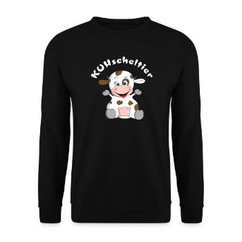 Vache en peluche = KUHscheltier - Sweat-shirt Unisexe - noir - Devant - Alina (178cm) & Michal (187cm)