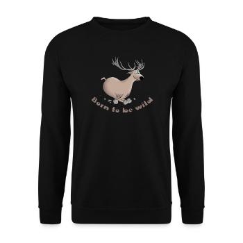 Hirsch lustig - Unisex Pullover - Schwarz - Vorne - Alina (178cm) & Michal (187cm)