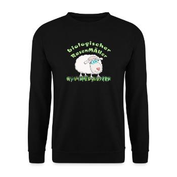 Schaf = biologischer Rasenmäher - Unisex Pullover - Schwarz - Vorne - Alina (178cm) & Michal (187cm)
