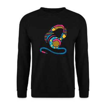 Headphones of patterns and stripes - Unisex Sweatshirt - black - Front - Alina (178cm) & Michal (187cm)