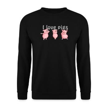 Cochon "J'aime les cochons" - Sweat-shirt Unisexe - noir - Devant - Alina (178cm) & Michal (187cm)