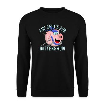Hüttengaudi - Pistensau - Unisex Sweatshirt - black - Front - Alina (178cm) & Michal (187cm)