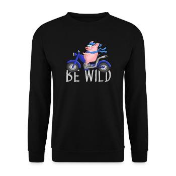 Cochon drôle sur dessin animé de moto - Sweat-shirt Unisexe - noir - Devant - Alina (178cm) & Michal (187cm)