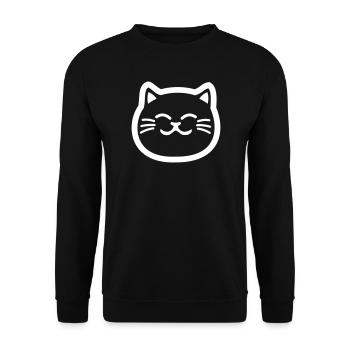 Katzenkopf Minimalistische Linienkunst - Unisex Pullover - Schwarz - Vorne - Alina (178cm) & Michal (187cm)