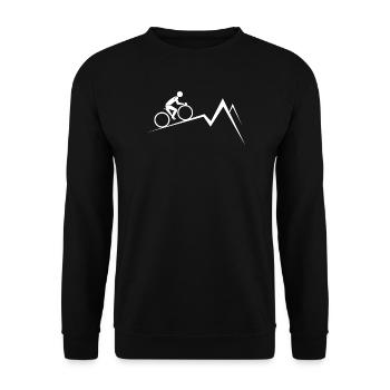 Mountainbike Minimal Berg Linie - Unisex Pullover - Schwarz - Vorne - Alina (178cm) & Michal (187cm)