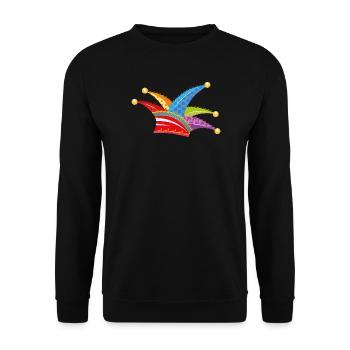 knallbunte Narrenkappe - Unisex Pullover - Schwarz - Vorne - Alina (178cm) & Michal (187cm)