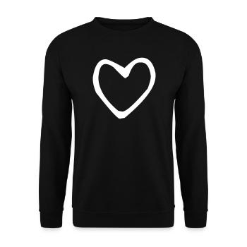 Coeur dessiné blanc - Sweat-shirt Unisexe - noir - Devant - Alina (178cm) & Michal (187cm)