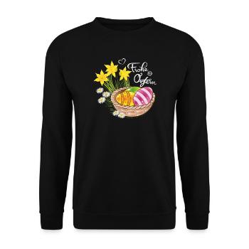 Joyeuses Pâques Panier de Pâques Oeufs de Pâques Oeufs de Pâques - Sweat-shirt Unisexe - noir - Devant - Alina (178cm) & Michal (187cm)