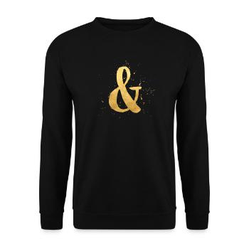 Ampersand Gold Optik Liebe Gemeinschaft Familie - Unisex Pullover - Schwarz - Vorne - Alina (178cm) & Michal (187cm)