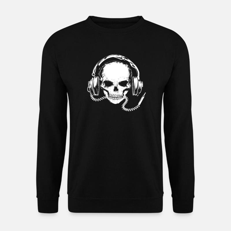 Crâne avec des écouteurs - Sweat-shirt Unisexe - noir