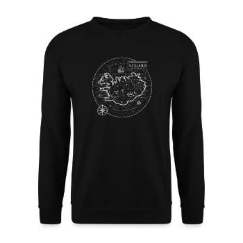 Vintage Karte Island - Unisex Pullover - Schwarz - Vorne - Alina (178cm) & Michal (187cm)