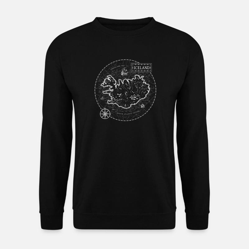 Vintage Karte Island - Unisex Pullover - Schwarz